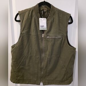 Woman's Dark Khaki Green Sleeveless Jacket (Twill Jacket)